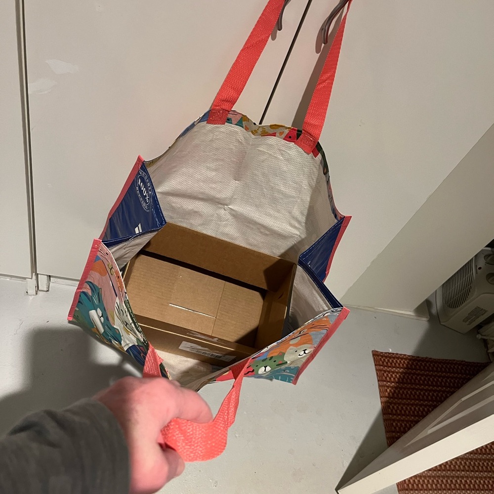 Colorful Large Kitty CATS Pattern Reusable Tote Bag - Pink Handles Cat lovers!! - Picture 4 of 7